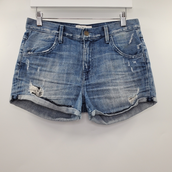 Wildfox Pants - Wildfox Liv Boyfriend Short Distressed Jeans Blue